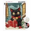 DIY Frameless Pearl Painting Kit Festive Black Cat Cozy Home Decor 3D Shiny Bead Art Canvas Relaxing Craft Gift for Adults