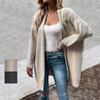 European Women's Cable Knit V-Neck Cardigan - Solid Color, Loose Fit, Long Knitwear.