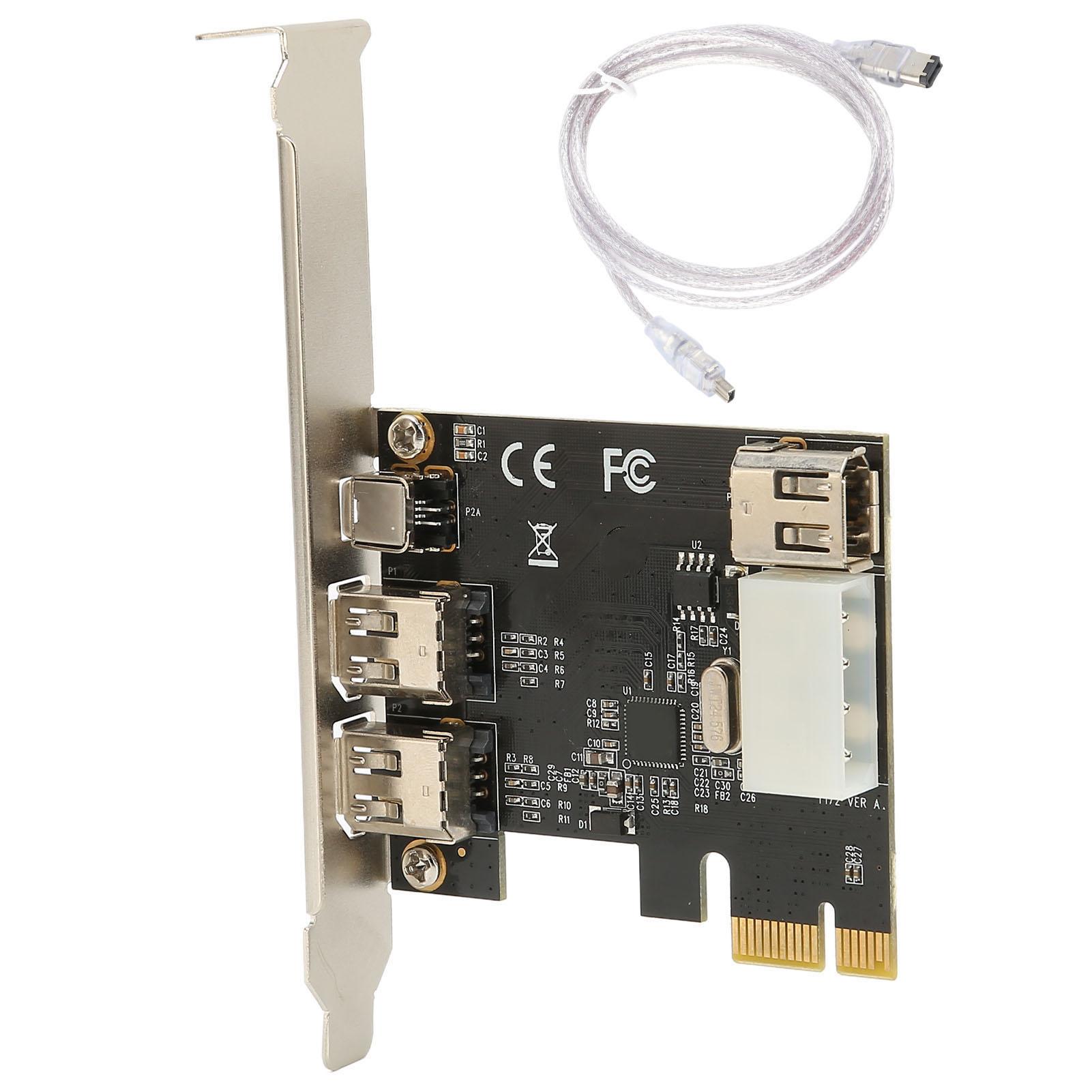 

Карта PCIE 1X до 1394A, 4 порти, високошвидкісна карта PCIe Firewire, пропускна здатність 2,5 Гбіт/с, PCIE Firewire 1394A