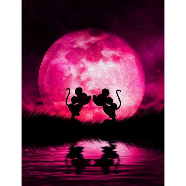 

Алмазная вышивка крестиком, узоры «Красочная луна и персонаж мультфильма», полная DIY 5D алмазная живопись 40*50 cm