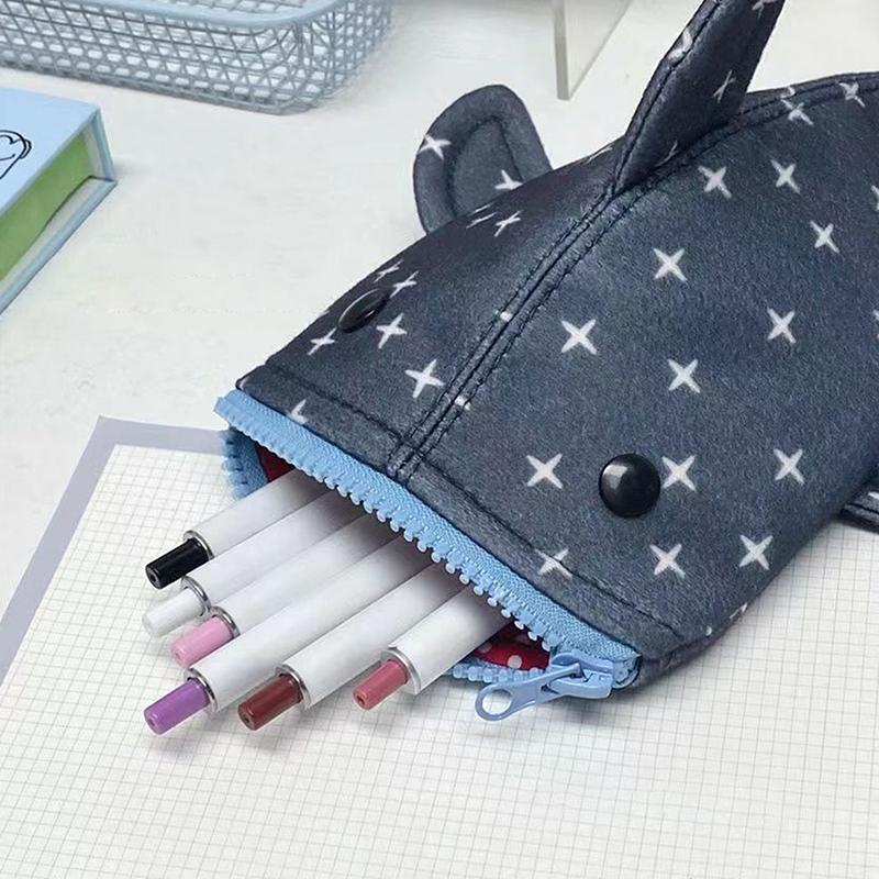 1Pc Creative Shark Star Pencil Case Cute Funny Shark Mouth Zipper Pencil Pouch Shark Stationery Storage Bag Gifts Organizer
