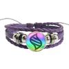 Colored Anime Mega Stone Snap Weave Leather Bracelet 18mm Glass Cabochon Adjustable Bangle Jewelry for Women Kids Gift