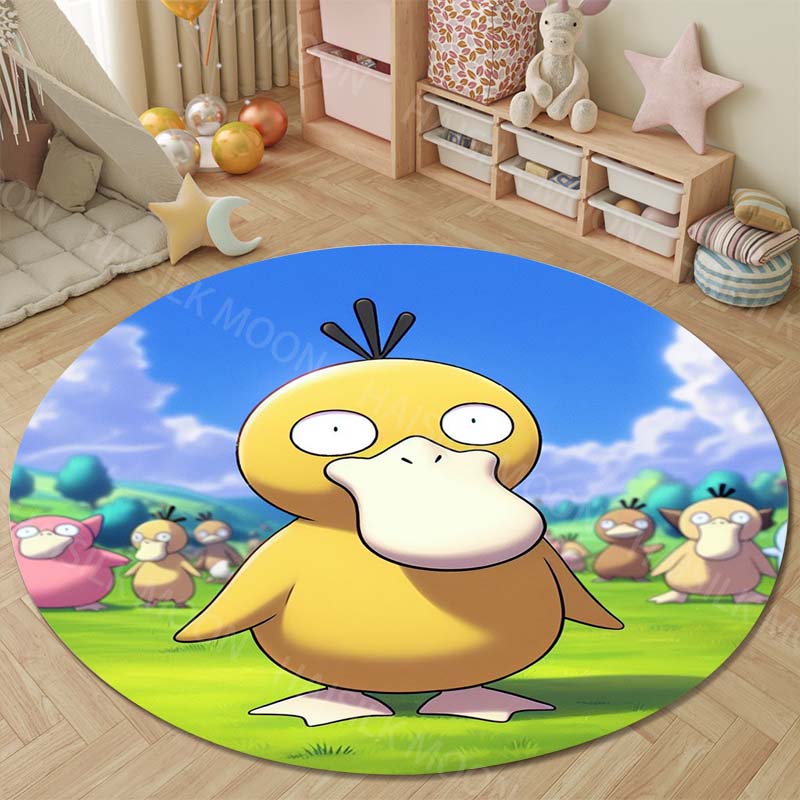 Multiple Styles Pokemon Psyduck Round Rugs for Living Room Bedroom Floor Mats Kids Room Sofa Chair Mat Carpet Home Decor