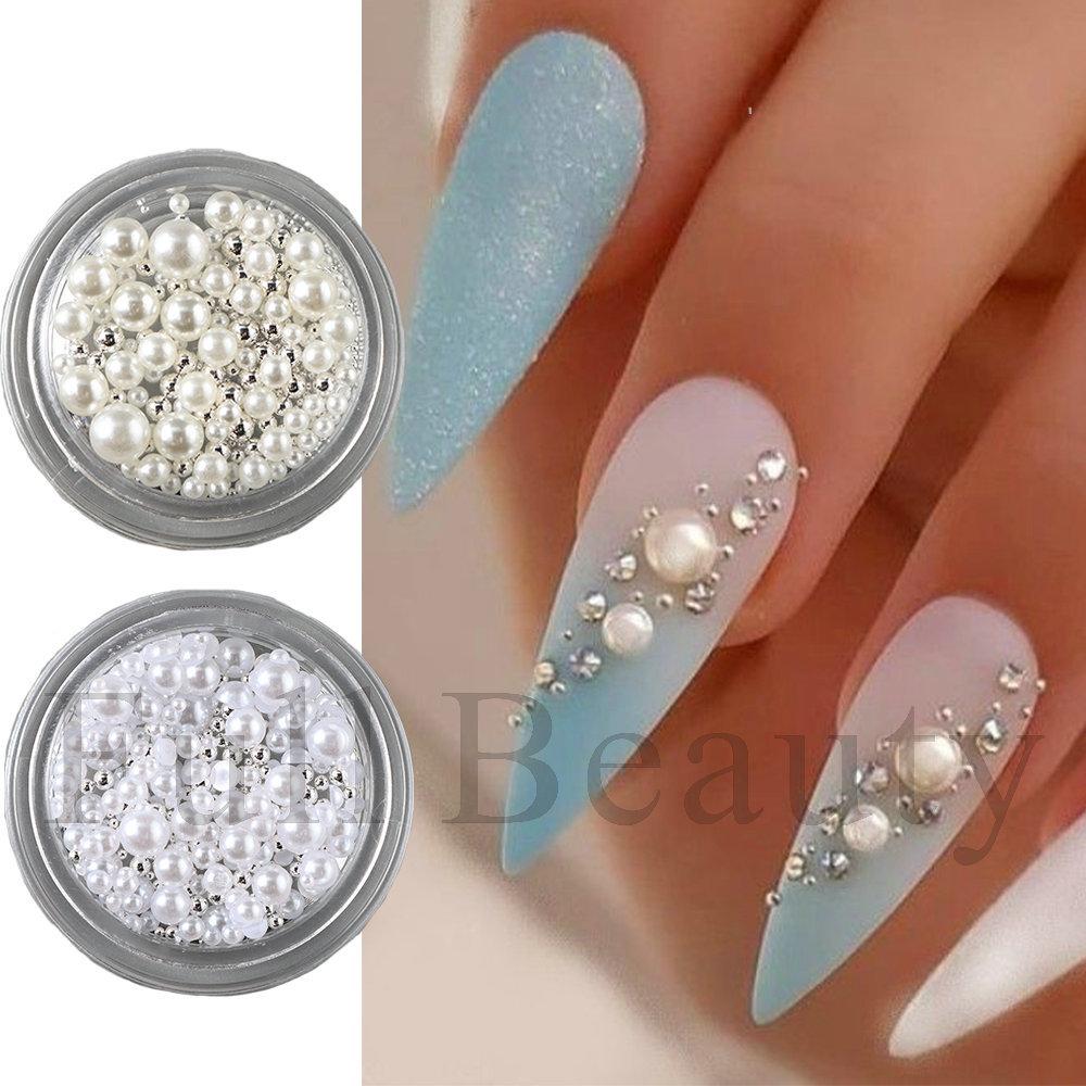 Nail Art Jewelry, Temperament French Atmosphere, Size Pearl Steel Ball Mixed Nail Jewelry