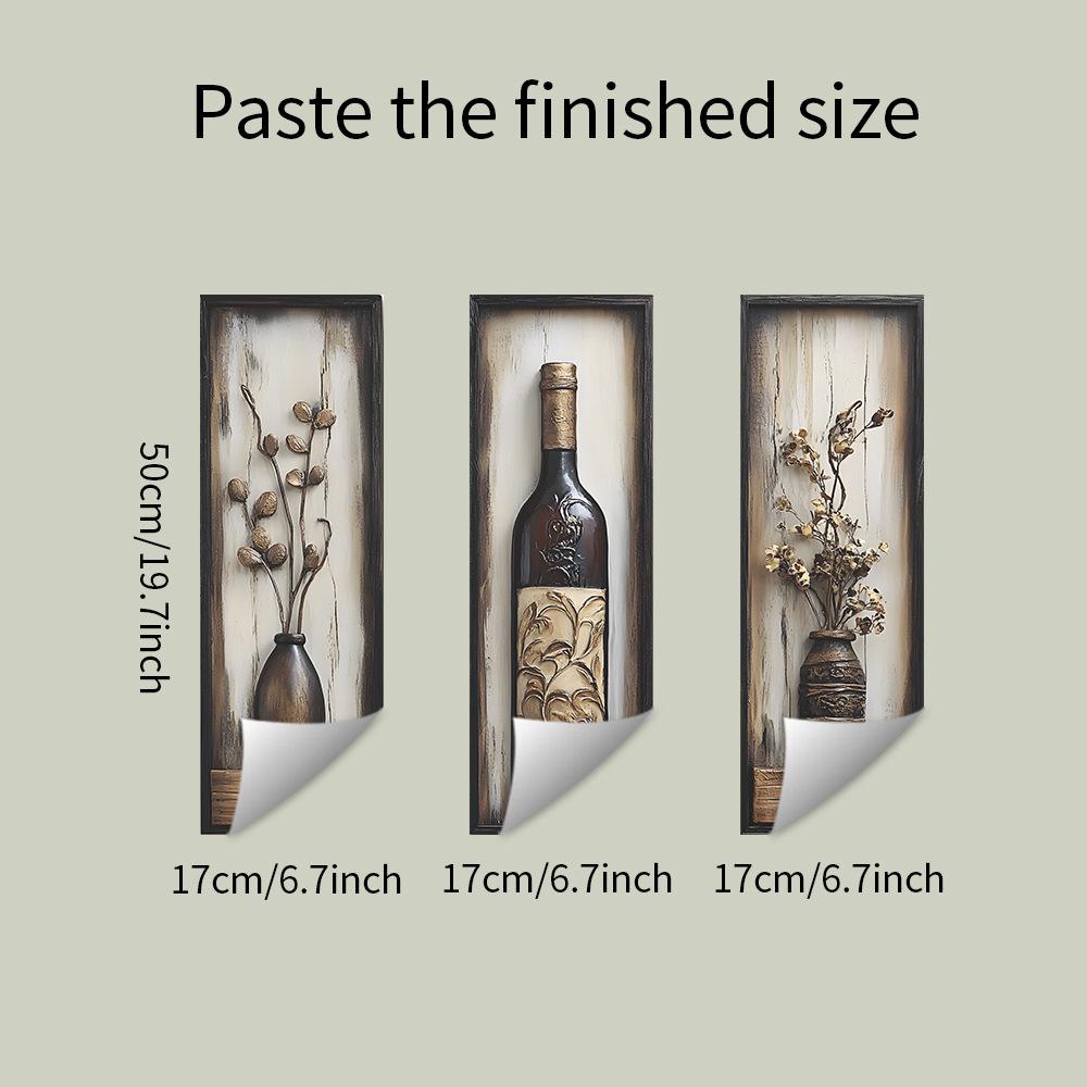 

1Pcs 3D Creative Arch Vase Wall Sticker DIY Crown Glass Decals for Living Room Bedroom Wedding Decor Self-Adhesive Refrigerator Stickers 17*50cm*3pcs