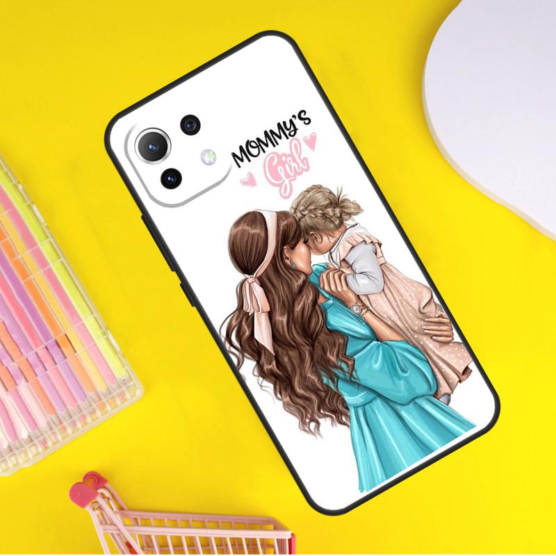 Black Brown Hair Baby Mom Girl Queen Cover For Xiaomi 14 Ultra 13 11T 12T 13T 14T Pro POCO X6 X7 Pro X3 X5 F3 F5 F6 M6 Pro Case