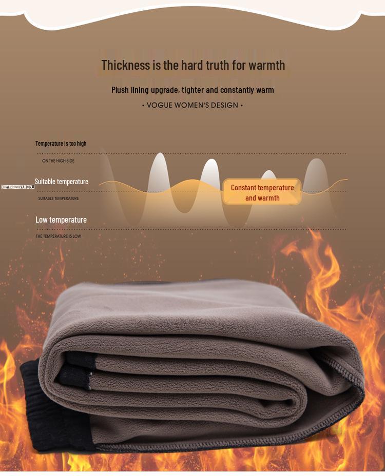 Women's Fleece-Lined High-Waist Warm Pants – Thick, Casual, Straight-Leg for Mom Style, Ideal for Winter Wear by Middle-Aged and Elderly.