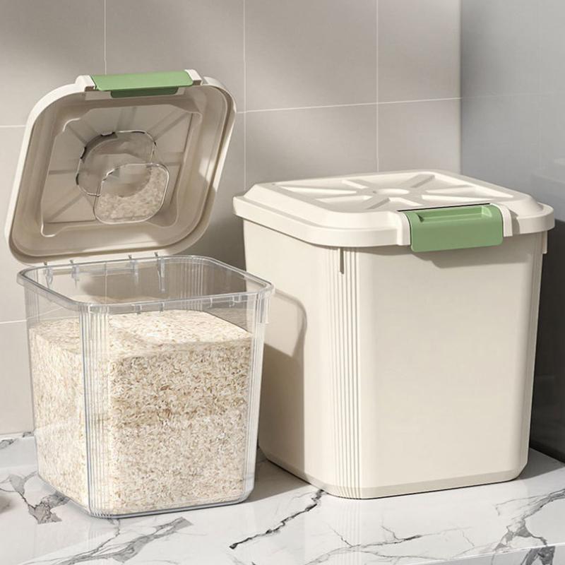 5/10/15Kg Rice Container Rice Storage Box Sealed Cereal Dispenser Insect Proof Pet Food Container Kitchen Organizer