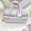 Pink Plaid Polka Dot Pencil Case Large Capacity Multi-Layer Pen Pouch for Middle School Girls Handheld Stationery Organizer