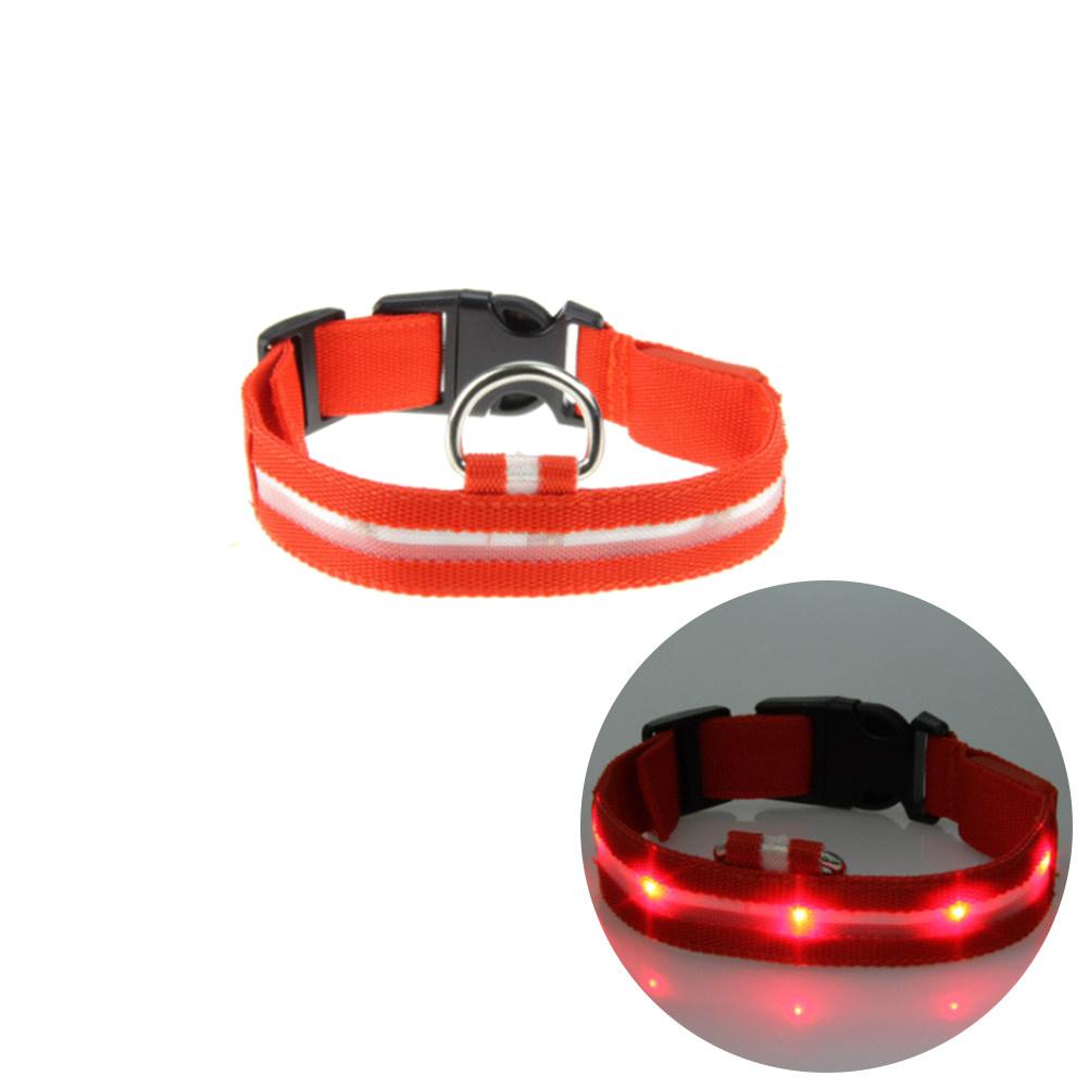 Nylon Pet Collar LED Light-Up Flashing Glow Dark 2.5cm Adjustable Size S Dog Collar Night Safety Circular Pendant 7 Colors Modes