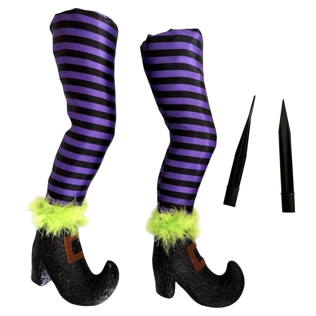 2 Pcs Halloween Witch Legs With Stakes, Halloween Witch Prop Decoration, Halloween Decorations For Outdoor Garden , Indoor Outdoor Halloween Decor