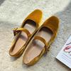 Women's Mary Jane Flats Comfortable Round Toe Ballet Shoes with Buckle Strap Chunky Flat Heel for Vintage Casual Flats