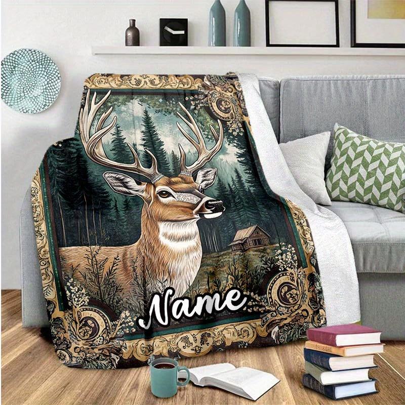 Deer Customize Your Name Blanket Warm Comfortable And Soft Blankets Are Suitable For Home Chairs Office Sofas Sofas Office Camping And Gifts For