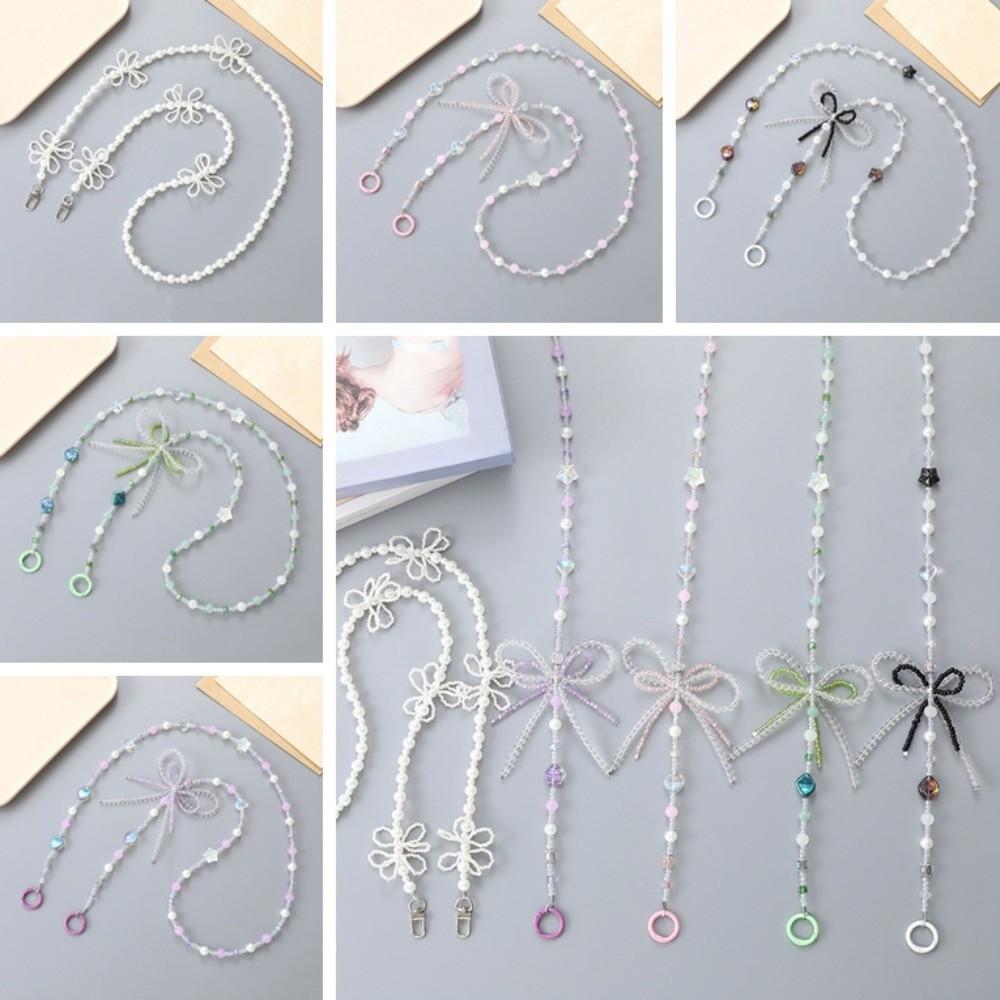 Bowkont Beaded Phone Chain Pearl Mobile Phone Crossbody Strap Beads Phone Lanyard  Keychain Pendant