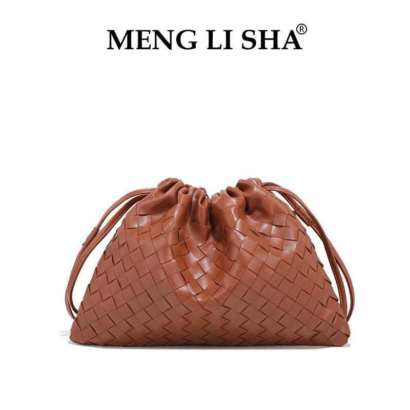 Premium sense single shoulder armpit woven pleated cloud bag women commuter versatile hand carry crossbody drawstring garbage bag