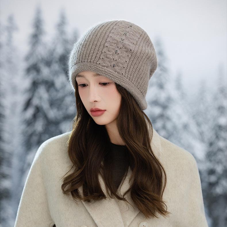 Twist Pearl Rabbit Fur Wool Hat Autumn and Winter Outdoor Cold Warm Hat Stack Hat