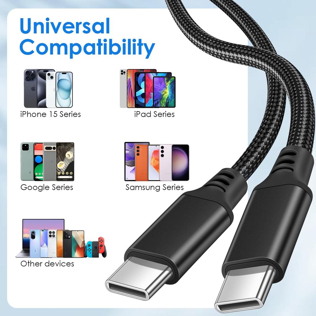 PASOW to Type C 60W USB PD iPhone MacBook iPad iPad Air Galaxy and More USB-C USB-C Cable, Cable, Compatible, 15/15 Pro, Pro, Pro, 5, S24, Pixel, LG,