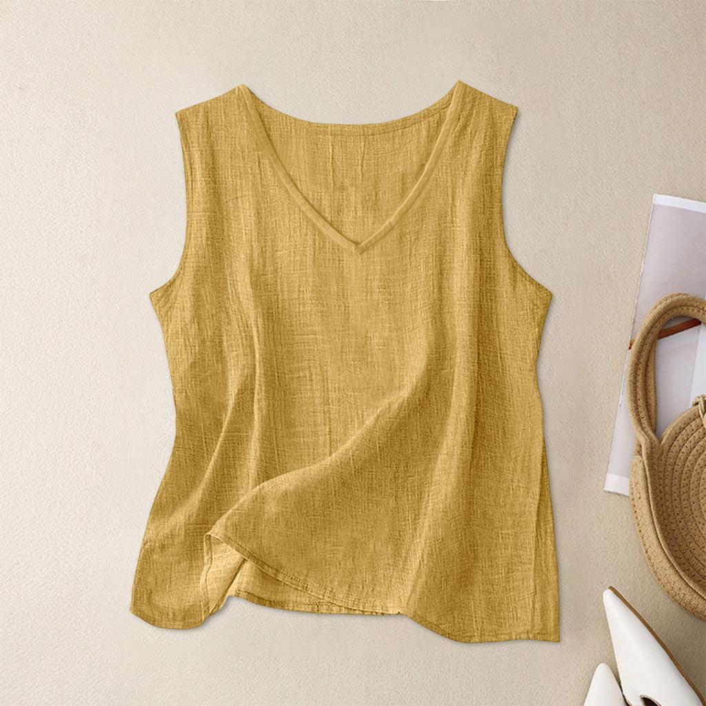 Women's Color Cotton And Linen Camisole Loose Inner Sleeveless Versatile Bottoming Top
