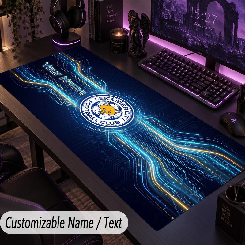 Large Mouse PadLeicester City Custom Name Text Personalized Desk Mat Non Slip Gaming Pad