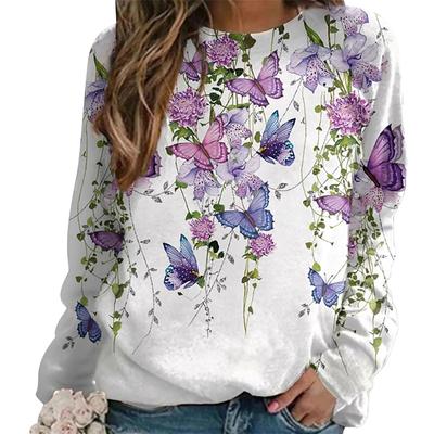 Herbst/Winter Neue Lose Rundhals Langarm Vintage Pullover Täglichen Straße Elegante Top Gedruckt Mode Damen Hoodie