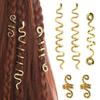 6Pcs Gold Snake Shaped Metal Hair Rings Fashion Retro Braiding Dreadlock Loc Jewelry Hair Accessories Holiday Gifts for Women