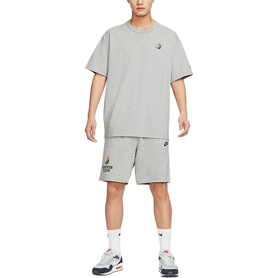 Nike Sportswear Premium Logo Cartoon American Vintage Short Sleeve T-Shirt Men T-Shirts Dark-Gray IH0818063