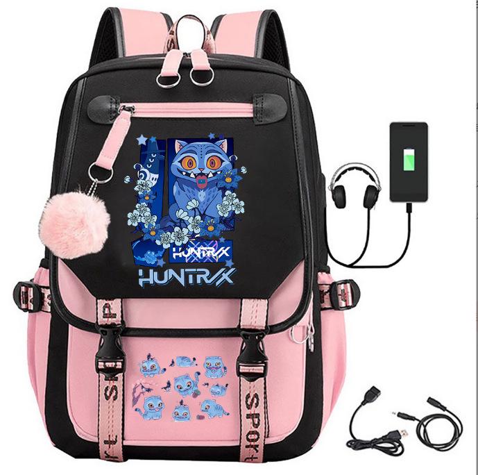 K-Pop Demon Hunter Girl Group Backpack with Pompom - Schoolbag for Students
