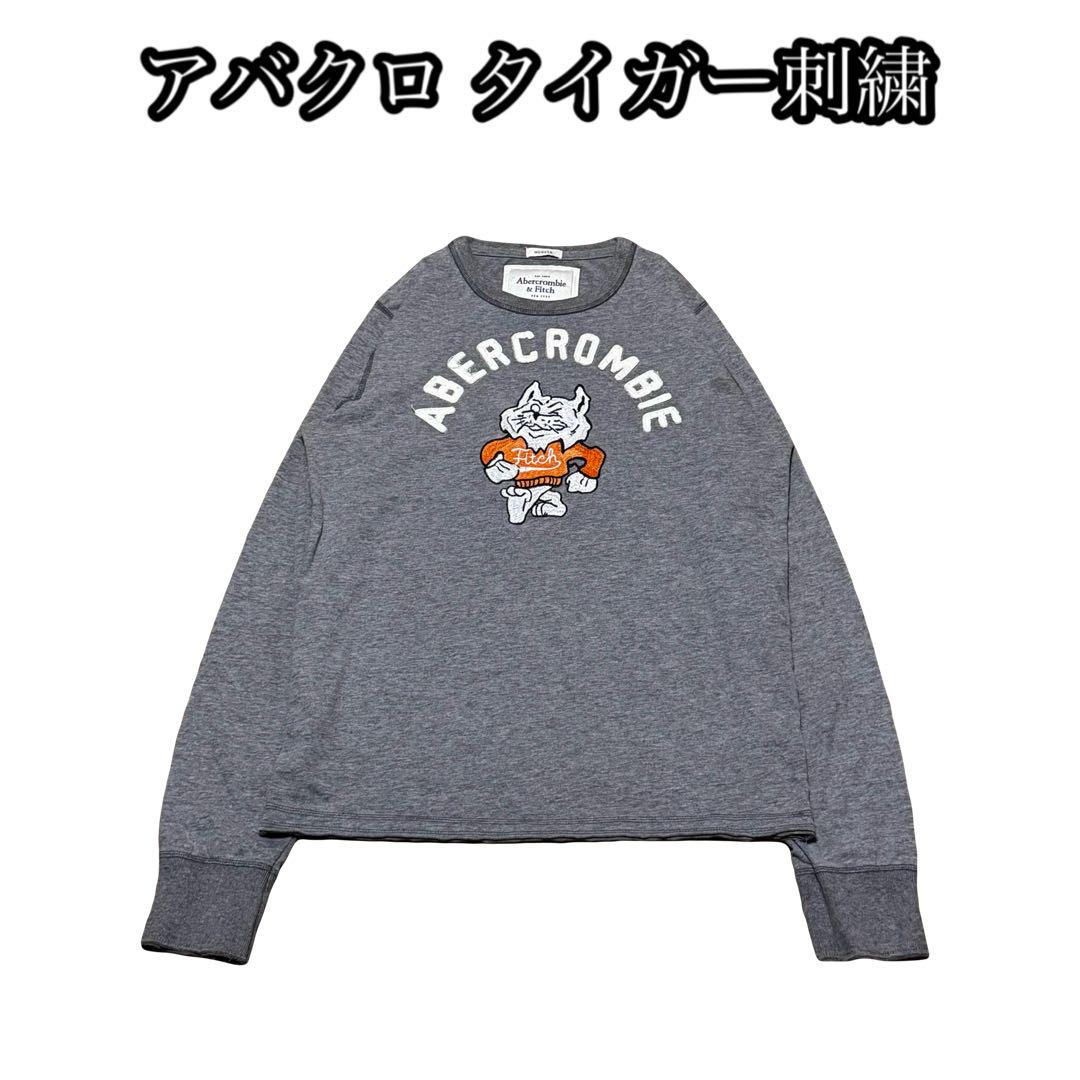 

[USED] 90s Vintage Abercrombie & Fitch Tiger Embroidered Patch Long Sleeve T-Shirt, High Quality, American Casual