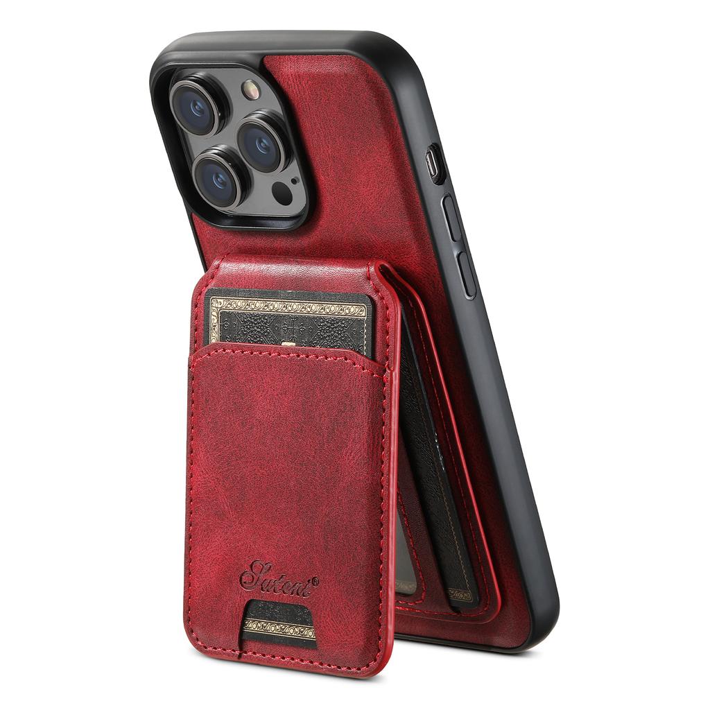 SUTENI Compatible Wireless Charging Phone Case Card Holder Leather Magnetic Wallet for IPhone 12 13 14 15 16 Plus 17 ProMax