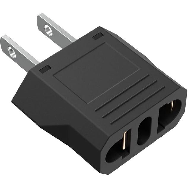 European to US Plug Adapter (3-Pack), Safe Travel Adapter for Australia, China, Italy, Switzerland 1 Pack | Black