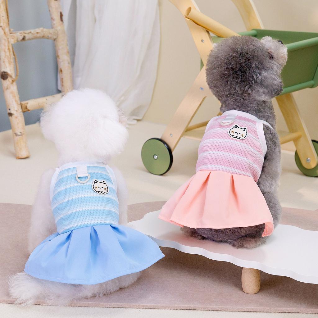 Summer new medium and small teddy dog small fresh floral Korean students cute suspender princess skirt pet clothes