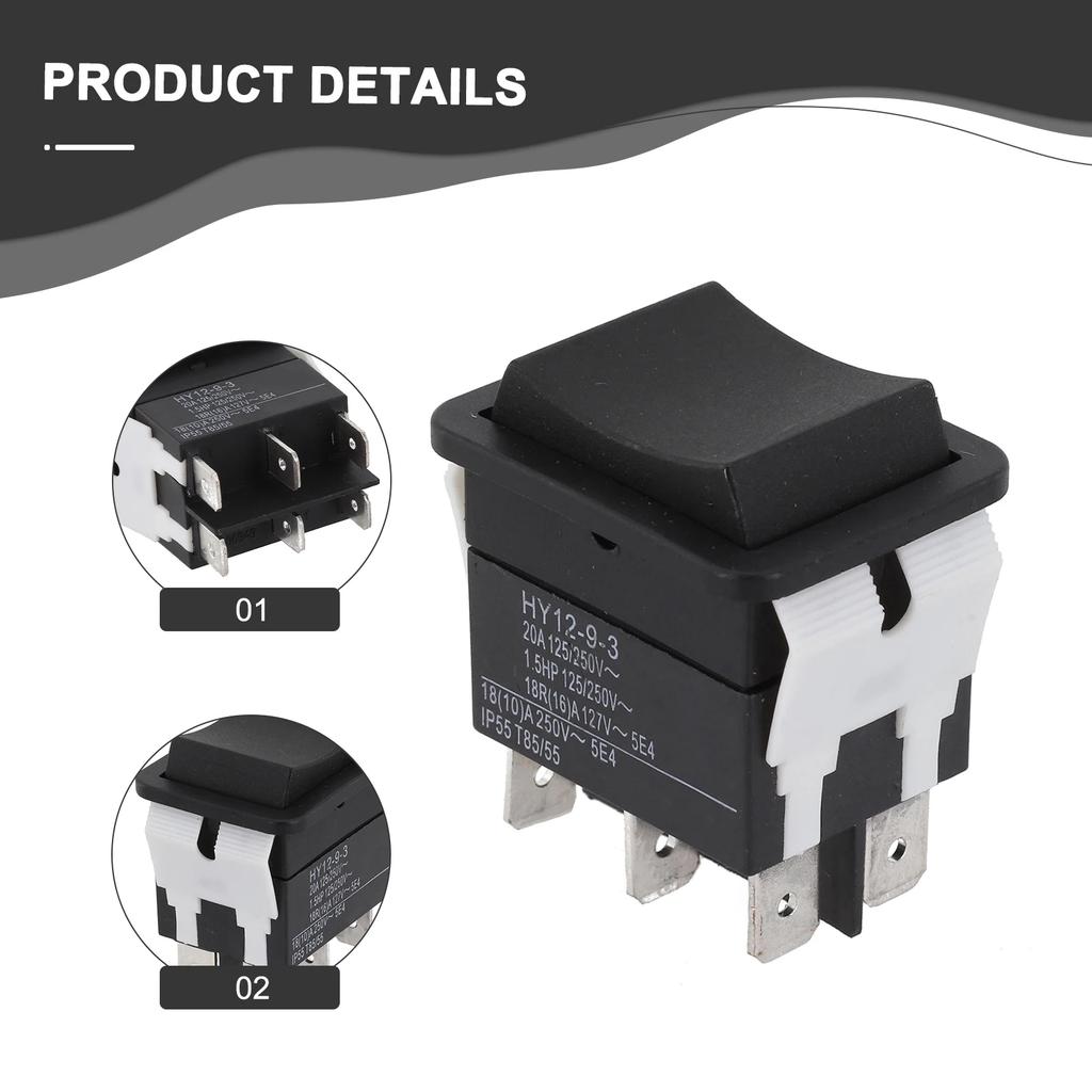 User Friendly Installation Switch 6 Pins Switch Color: Black Pushbutton Switch Voltage Rating 125/250V Current Rating 20A