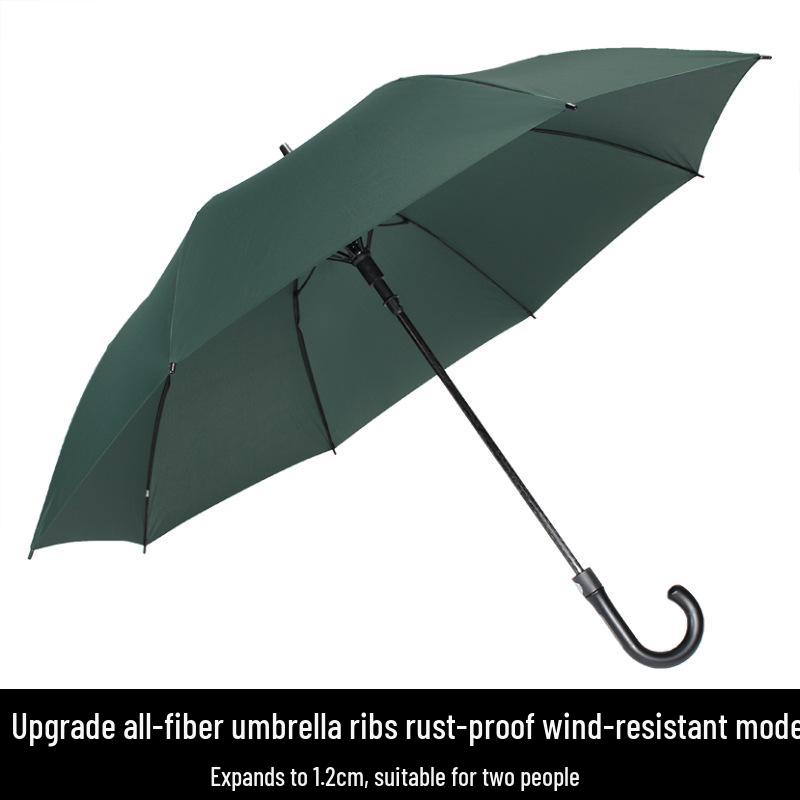 Extra Large Black Retro Men's Umbrella with Long Straight Hook Handle and Blank Logo