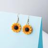 Boucles d'oreilles en résine de tournesol pour filles et femmes, 25mm, faites à la main, mignonnes breloques à dos plat, cadeau amusant