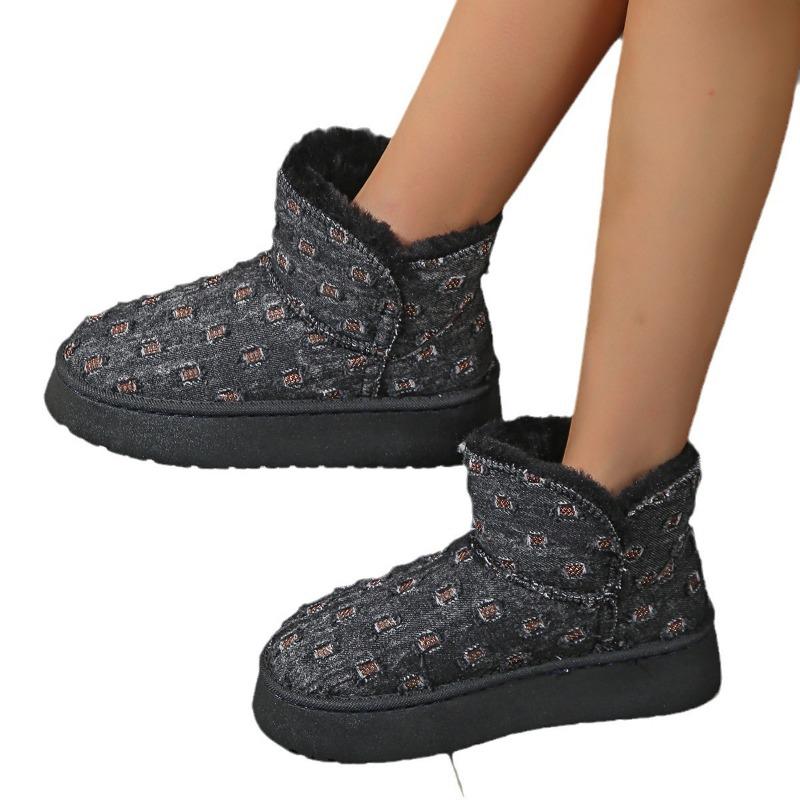 thick-soled snow boots women's winter new fur integrated cotton shoes plush warm cotton boots