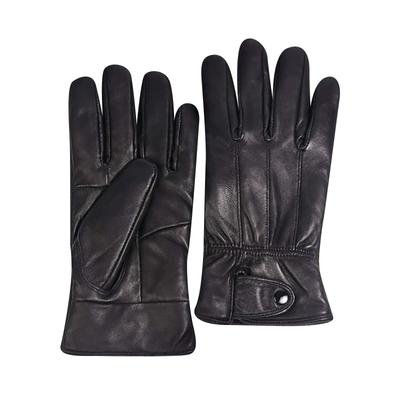 Mens Winter Black Leather Gloves For Driving Dress Real Sheepskin Leather Warm Fleece Lined Gloves
