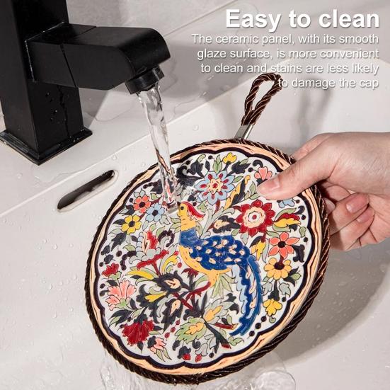 Ceramic Coasters Heat Insulation Mat for Kitchen Dining Anti-Scalding Cork Bottom Bowl Cup Mat Table Home Decor