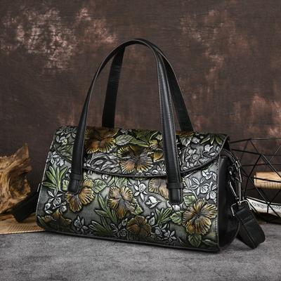 Retro Genuine Leather Women Bag Handmade Embossed Versatile Large Capacity Shoulder & Crossbody Bags