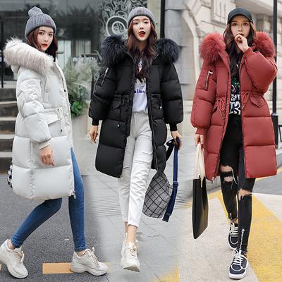 Down Cotton Parkas Jacket Women's Long Coat Big Fur Collar Padded Jacket Thickened Padded Jacket