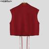 INCERUN Summer Men Sleeveless Bandage Lace-up Party Short Tank Tops
