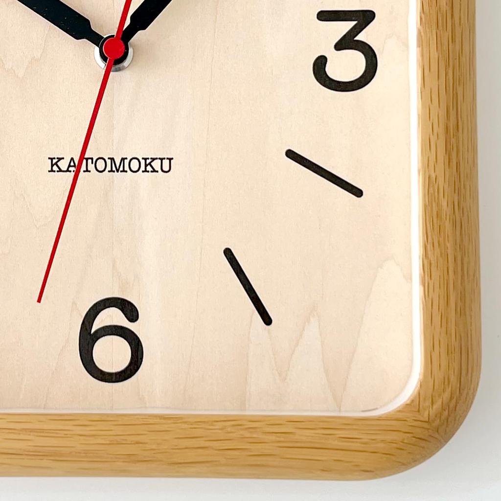 KATOMOKU Muku Clock 19 Oak Wall Clock with Continuous Second Hand, km-133OA, 280mm X 220mm (Quartz Clock)