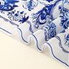 New Blue and White Porcelain Bandana Head Wraps for Woman Satin Square Scarf Muslim Printed Hijab Turban Ladies Square Headband
