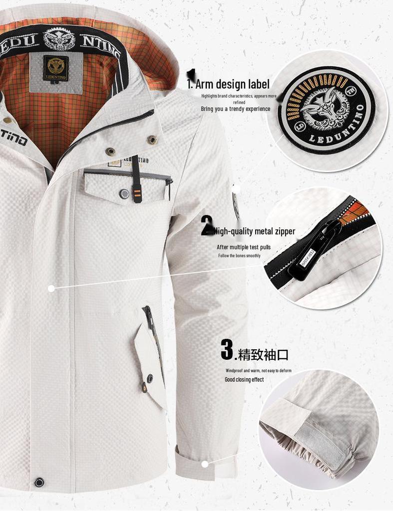 Men's Solid Color Hooded Casual Jacket for Spring/Autumn - European/American Size