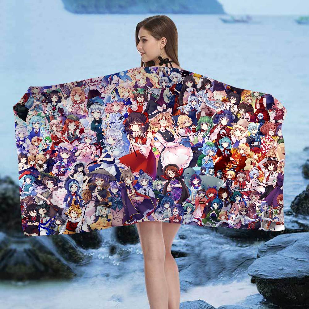 Classic T-Touhou P-Project Anime Beach Swimming Towel Soft Absorbent Washcloth Children's Gifts For Kids Travel Camping Gym