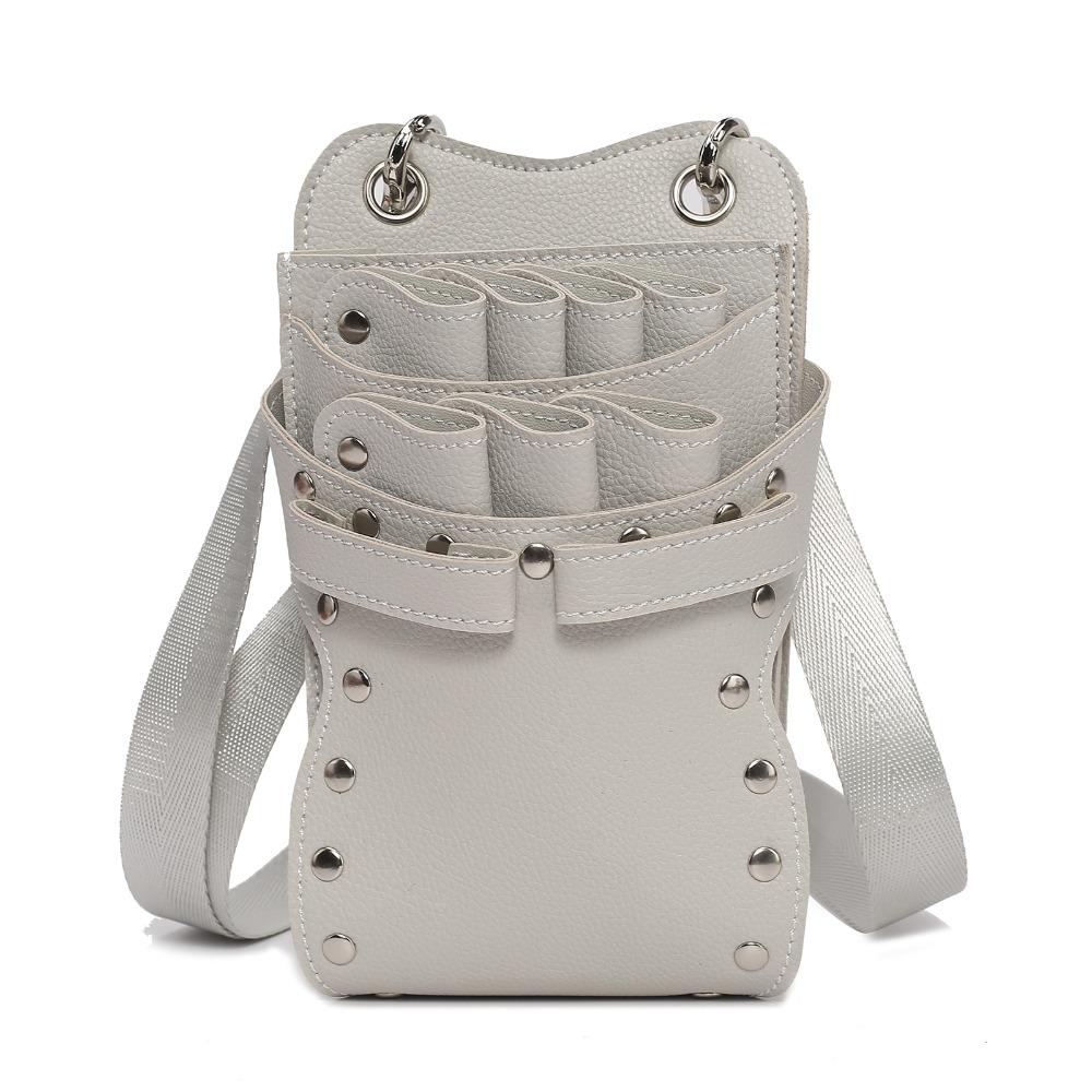 

Большая емкость Парикмахерская поясная сумка из ПУ кожи Сумка для стрижки Кроссбоди Инструмент для ножниц белый