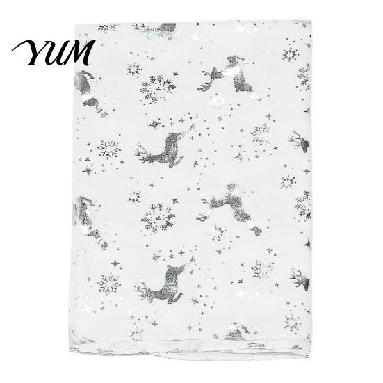 Elegant Hot Stamping Scarf Christmas Theme for Women, Glitter Sparkly Foil Reindeer Soft Polyester Neck Print Scarves, Lightweight Shawl Wrap
