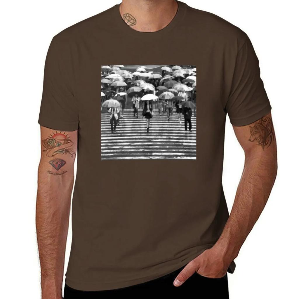 Rainy Day Shibuya TShirt anime tshirt graphic t shirts Short sleeve tee plain black t shirts men