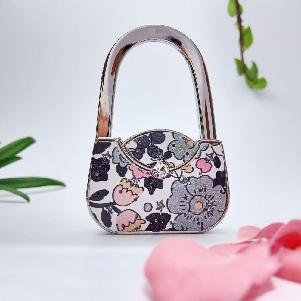 New Foldable Handbag Hook Cute Shape Portable Folding Bag Hook Alloy Material Lovely Design Purse Hanger Holder Home Decoration