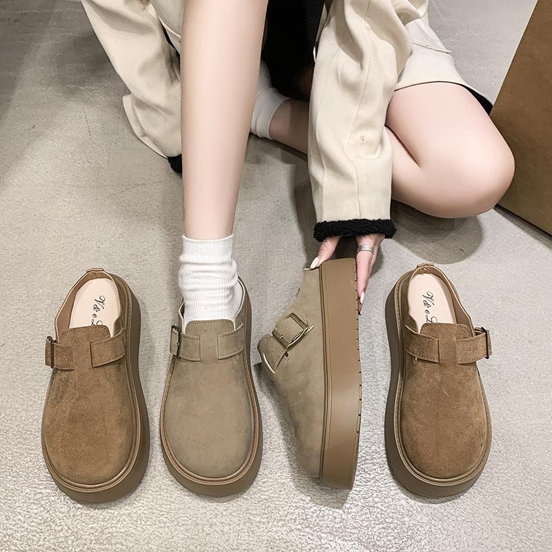 Slippers Casual Shoes Woman 2025 Low Cover Toe Loafers Platform Pantofle Female Mule Luxury New Flat Mules Rome Slides PU Fabric