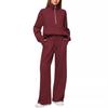2025Women Coat Pants Set Stand Collar Long Sleeve Zip-up Elastic Cuff Jacket Drawstring Stretchy High Waist Wide Leg Trousers Sport Tracksuit